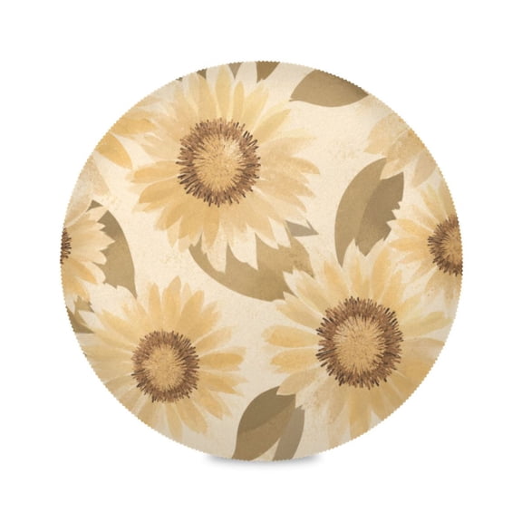 15" Neutral Sun Printed Round Placemats Set of 6 Heat Resistant Table Mat for Kitchen for Party Deco