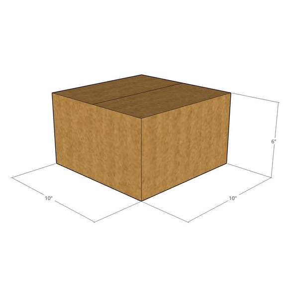 10x10x6 Kraft Brown Corrugated Shipping Boxes, 32 ECT Single-Wall, Qty 15