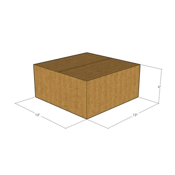 13x13x6 Kraft Brown Corrugated Shipping Boxes, 32 ECT Single-Wall, Qty 15