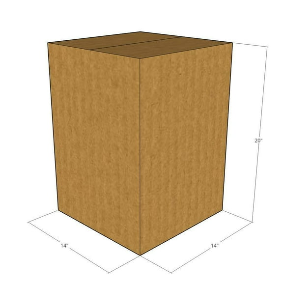 14x14x20 Kraft Brown Corrugated Shipping Boxes, 32 ECT Single-Wall, Qty 15