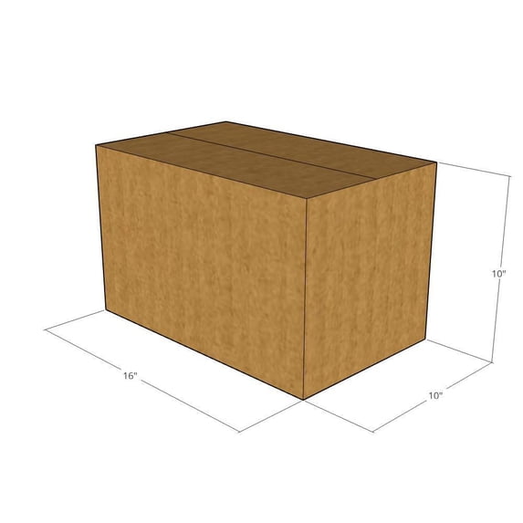 16x10x10 Kraft Brown Corrugated Shipping Boxes, 32 ECT Single-Wall, Qty 15