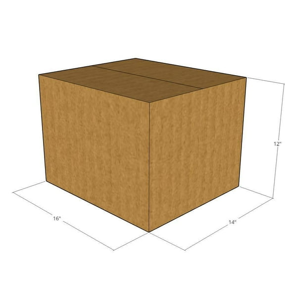 16x14x12 Kraft Brown Corrugated Shipping Boxes, 32 ECT Single-Wall, Qty 15