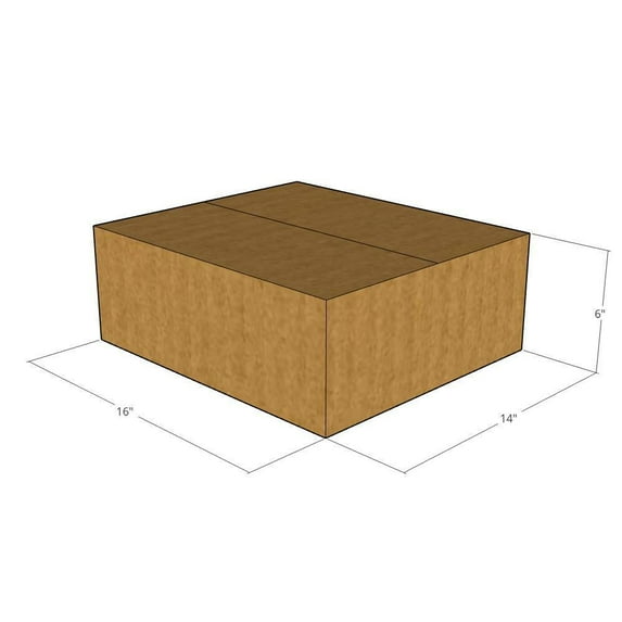 16x14x6 Kraft Brown Corrugated Shipping Boxes, 32 ECT Single-Wall, Qty 15