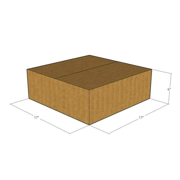 17x17x6 Kraft Brown Corrugated Shipping Boxes, 32 ECT Single-Wall, Qty 15