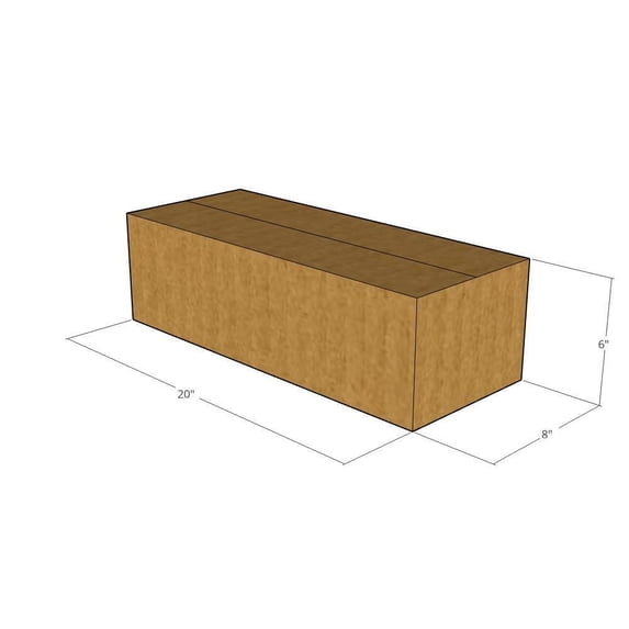20x8x6 Kraft Brown Corrugated Shipping Boxes, 32 ECT Single-Wall, Qty 15
