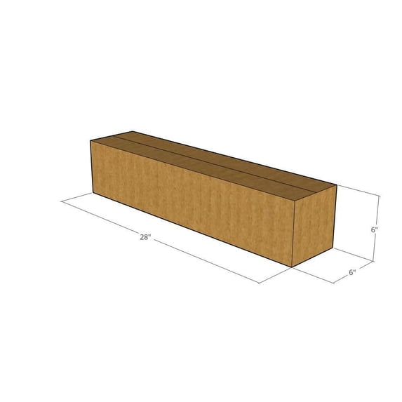 28x6x6 Kraft Brown Corrugated Shipping Boxes, 32 ECT Single-Wall, Qty 15