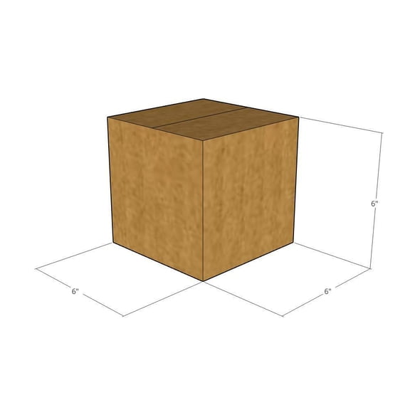 6x6x6 Kraft Brown Corrugated Shipping Boxes, 32 ECT Single-Wall, Qty 15