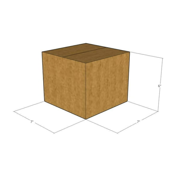 7x7x6 Kraft Brown Corrugated Shipping Boxes, 32 ECT Single-Wall, Qty 15