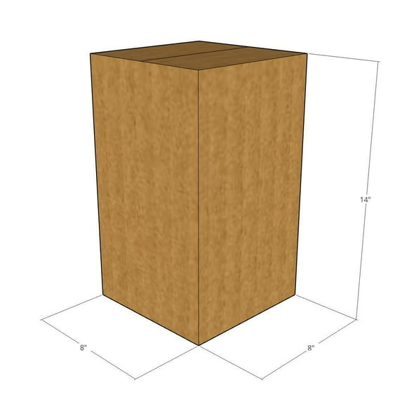 8x8x14 Kraft Brown Corrugated Shipping Boxes, 32 ECT Single-Wall, Qty 15
