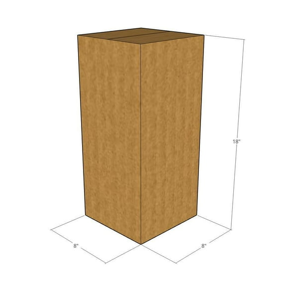 8x8x18 Kraft Brown Corrugated Shipping Boxes, 32 ECT Single-Wall, Qty 15