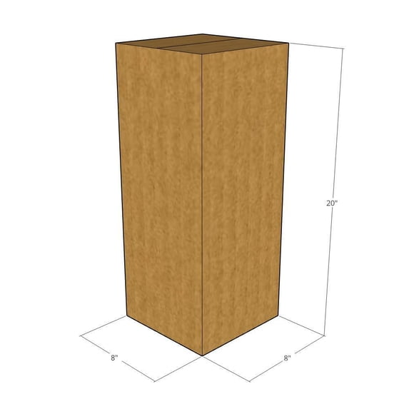 8x8x20 Kraft Brown Corrugated Shipping Boxes, 32 ECT Single-Wall, Qty 15