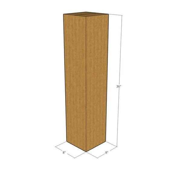 8x8x36 Kraft Brown Corrugated Shipping Boxes, 32 ECT Single-Wall, Qty 15
