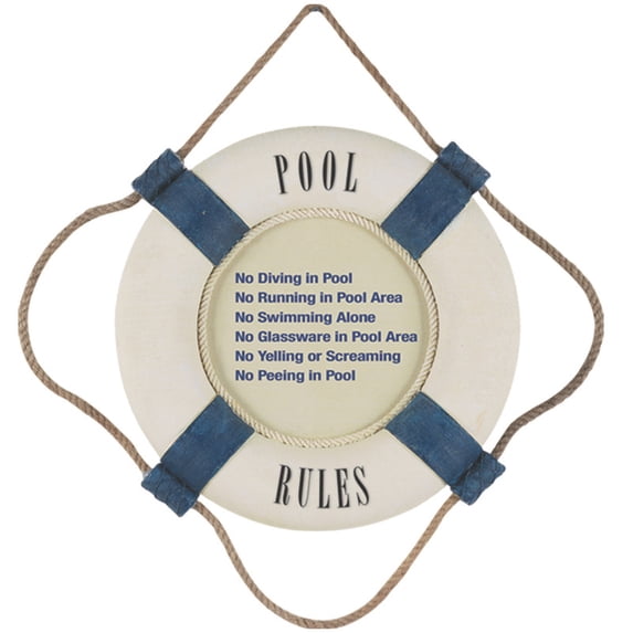 Outdoor Polyresin -15" Pool Rules Theme Wall Decor