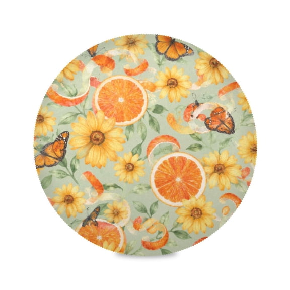 15" Orange Fruit Printed Round Placemats Set of 1 Heat Resistant Table Mat for Kitchen for Party Deco