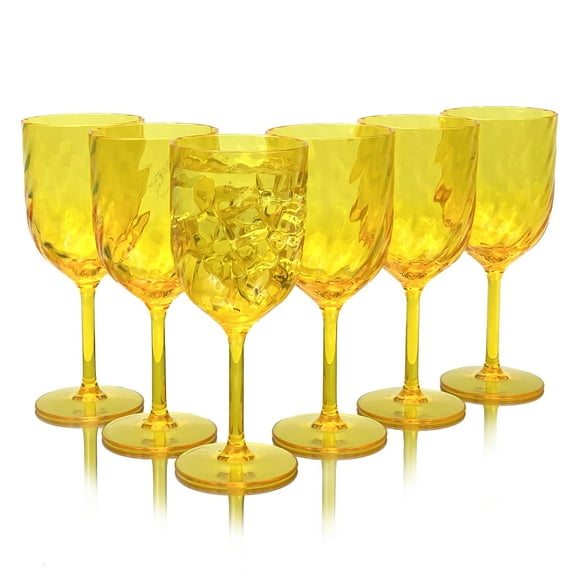15 Ounce Plastic Wine Glasses Set Of 6,Unbreakable Acrylic Wine Glasses,Reusable Colored Plastic Goblets Stackable,Dishwasher Safe Bpa Free Ideal For Parties