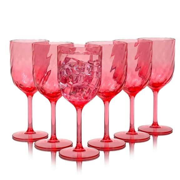 15 Ounce Plastic Wine Glasses Set Of 6,Unbreakable Acrylic Wine Glasses,Reusable Colored Plastic Goblets Stackable,Dishwasher Safe Bpa Free Ideal For Parties