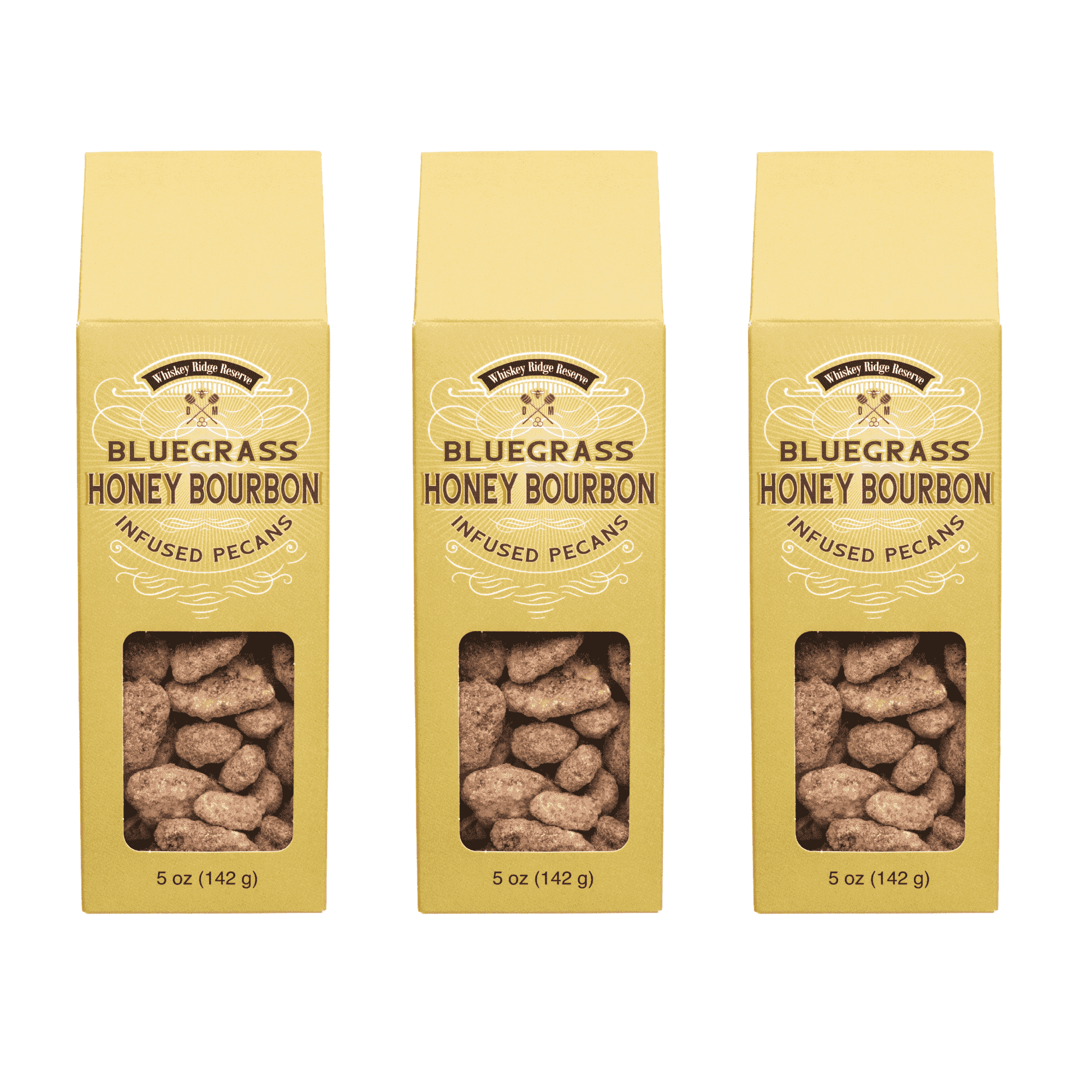 Damn Man Snacks 15oz Bluegrass Honey Bourbon candied Pecans Gift - 3 packs Whiskey Nuts Candied Nuts Gifts for Men