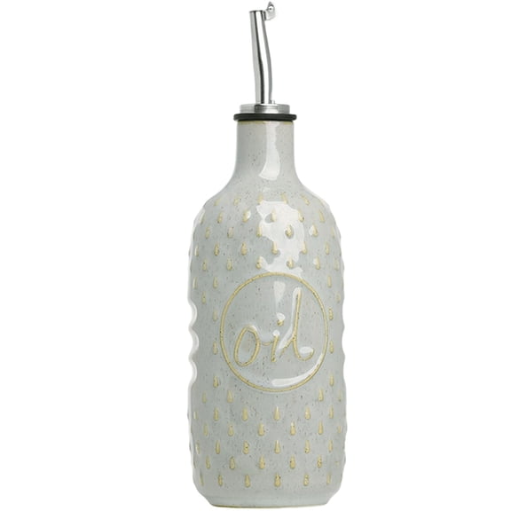 15 Oz Ceramic Olive Oil Dispenser Bottle, Oil Dispenser for Kitchen Counter,Suitable for Storage Oil, Vinegar, Coffee Syrups & Other Liquids (Vintage Grey)