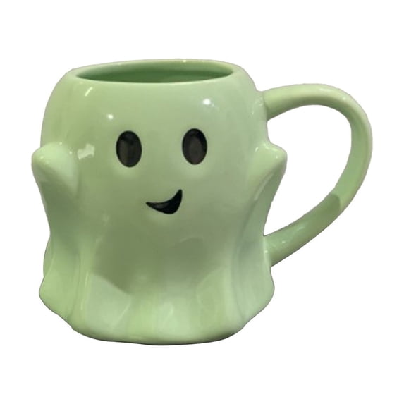 15 Oz Halloween Ghost Coffee Mug - Cute Ceramic Ghost Pattern, Ghostface Mug, Coffee Cup Halloween Accessories Birthday Gifts for Adult (Green)