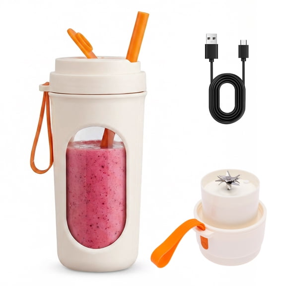15 Oz Portable Blender for Smoothies BPA Free Small Blender for Shakes and Fresh Juices Dishwasher Safe with 12-Blade Rechargable Sport Bottle Compact and Easy to Clean