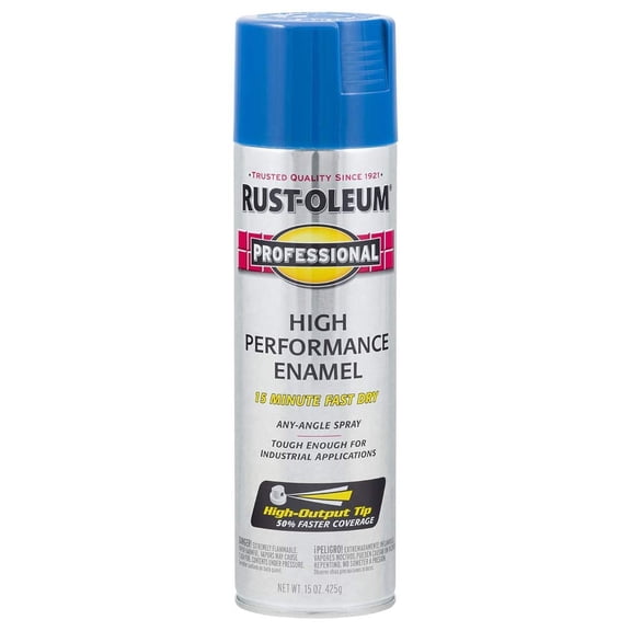 Rust-Oleum High Performance Enamel Spray Paint Professional - Blue, 15 Oz - Set of 6  Interior & Exterior Use, Professional Finish