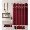 thumbnail image 1 of 15-P BURGUNDY BUTTERFLY ANGEL Bathroom Bundle Mat Set, 2 (Two) Embossed Thick Bath Rugs, 1 (One) Embroidery Shower Curtain and 12 Fabric Covered Rings Included (Burgundy), 1 of 1
