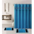 thumbnail image 1 of 15-P TURQUOISE BUTTERFLY ANGEL Bathroom Bundle Mat Set, 2 (Two) Embossed Thick Bath Rugs, 1 (One) Embroidery Shower Curtain and 12 Fabric Covered Rings Included (Turquoise), 1 of 1