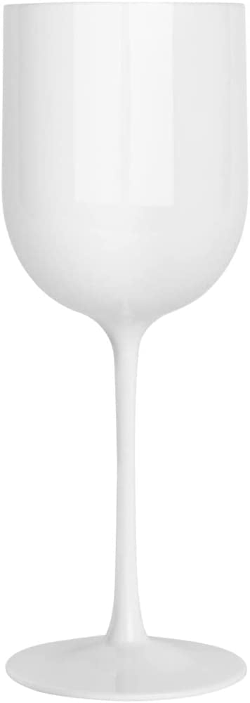 (15 PACK) EcoQuality White Plastic Wine Glasses - 12 oz Wine Glass with Stem, Disposable Shatterproof Wine Goblets, Reusable, Elegant Drink Cup Tumbler, Weddings, Party, Dinner, Baby Showers