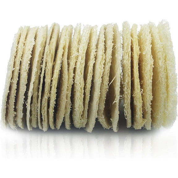 (15 PACK) MINI-Sized Exfoliating Complexion Pure Loofah Face Pad Renewable Shower Scrubber Sponge Smooth Disc Pad Scrubber Makeup Cleanser Pad