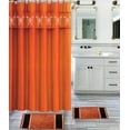 thumbnail image 1 of 15-PC Butterfly Orange High Quality Jacquard Bathroom Bath Mat Set, Washable Anti Slip Large Rug 18"x30", Small Rug 18"x24" with Non-Skid Rubber Back, Shower Curtain and 12 Round Shower Hooks, 1 of 3