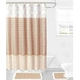 thumbnail image 1 of 15-PC Diamond TAUPE WHITE High Quality Jacquard Bathroom Bath Rug Set Washable Anti Slip Rug 17"x28", Contour Mat 17"x17" with Non-Skid Rubber Back and Shower Curtain 12 rings covered, 1 of 1