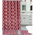 thumbnail image 1 of 15-PC Fresco Burgundy High Quality Jacquard Bathroom Bath Rug Set Washable Anti Slip Rug 17"x28", Contour Mat 17"x17" with Non-Skid Rubber Back and Shower Curtain 12 rings covered, 1 of 3