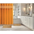 thumbnail image 1 of 15-PC Geometric Orange HIGH QUALITY Jacquard Bathroom Bath Mat Set, Washable Anti Slip Large Rug 18"x30", Small Rug 18"x24" with Non-Skid Rubber Back, Shower Curtain and 12 Round Shower Hooks, 1 of 1