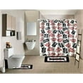 thumbnail image 1 of 15-PC Wesley Black High Quality Jacquard Bathroom Bath Rug Set Washable Anti Slip Rug 17"x28", Contour Mat 17"x17" with Non-Skid Rubber Back and Shower Curtain 12 rings covered, 1 of 2
