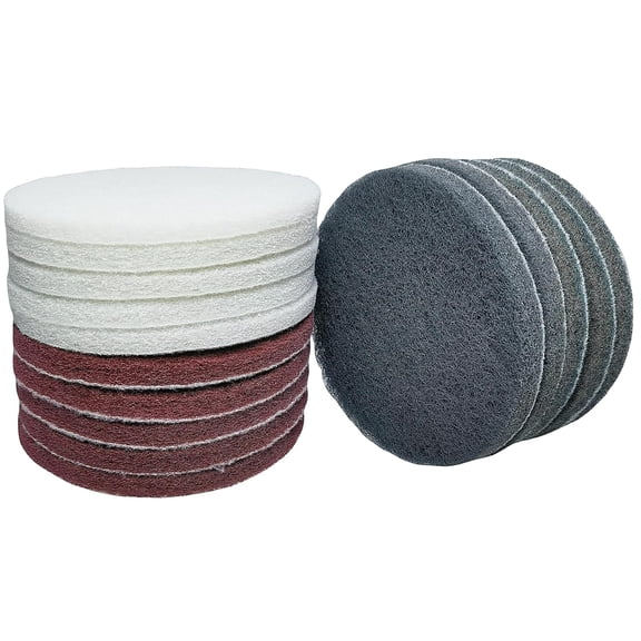 15 PCS 5 Inch Hoop and Loop Multipurpose Scrubber Scouring Pads - Flocking Scuff Pads, 400 800 2000 Grits Conditioning Discs Polishing for Furniture Automotive Cleaning, Rust Removal