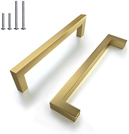 (15 PCS) Brushed Square T Bar Cabinet Pulls Gold Brushed,Brass Drawer ...
