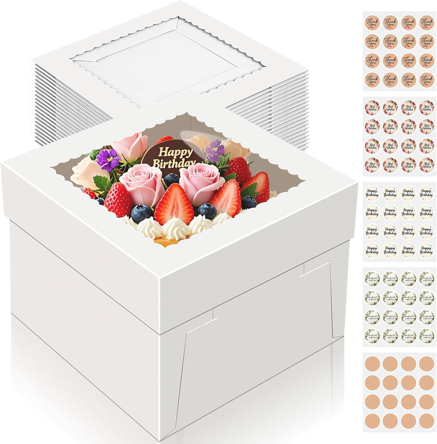 15 PCS Cake Boxes 12 Inch, 12x12x8 Tall Cake Box, 12 Inch Cake Box with ...