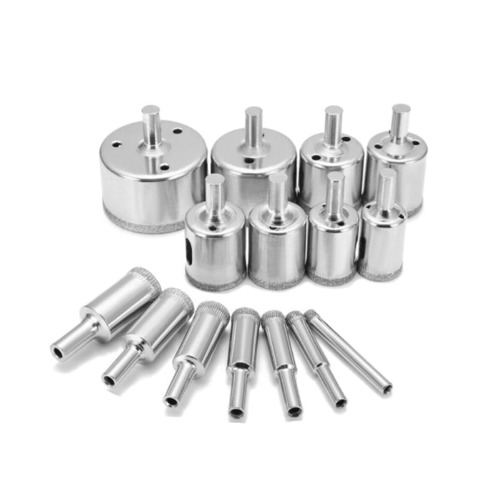 15 PCS Diamond Hole Saw Drill Bit Set 15 Sizes Nickel Plated Glass Drill Bits For Glass Ceramic Tile Bottles Block Jars And Fiberglass Ceramic Tiles