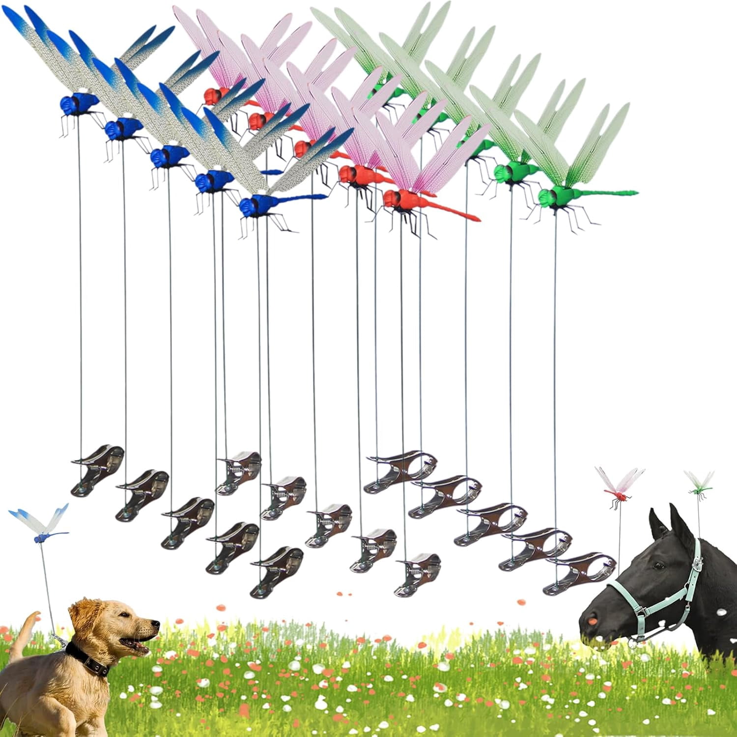 15 PCS Dragonfly Clips for Bugs Repellent Outdoor, 3D Artificial Dragon Fly Hat Clips Waterproof Realistic Garden Patio Decor for Indoor Outdoor, Dragonfly Clips to Keep Bugs Away (3 Color Set)