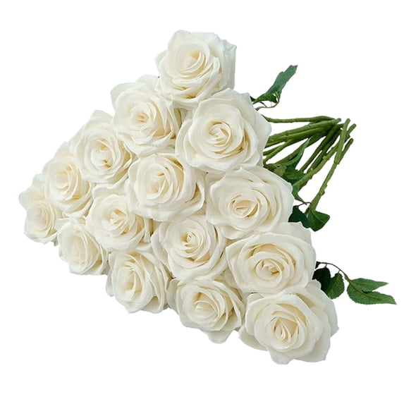 15 PCS Fake Champagne Roses, Bulk Artificial Silk Flowers with Long Stems, Realistic Faux Rose Bouquets for Wedding Decor, Bridal Bouquets, Mother‘s Day, Valentine’s Day & DIY Home Decor