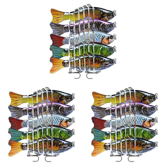 15 PCS Fishing Lures for Freshwater and Saltwater, Slow Sinking Multi Jointed Swimbaits, Lifelike Lures for Bass, Trout, Crappie, Walleye, Pike, Fishing Tackle