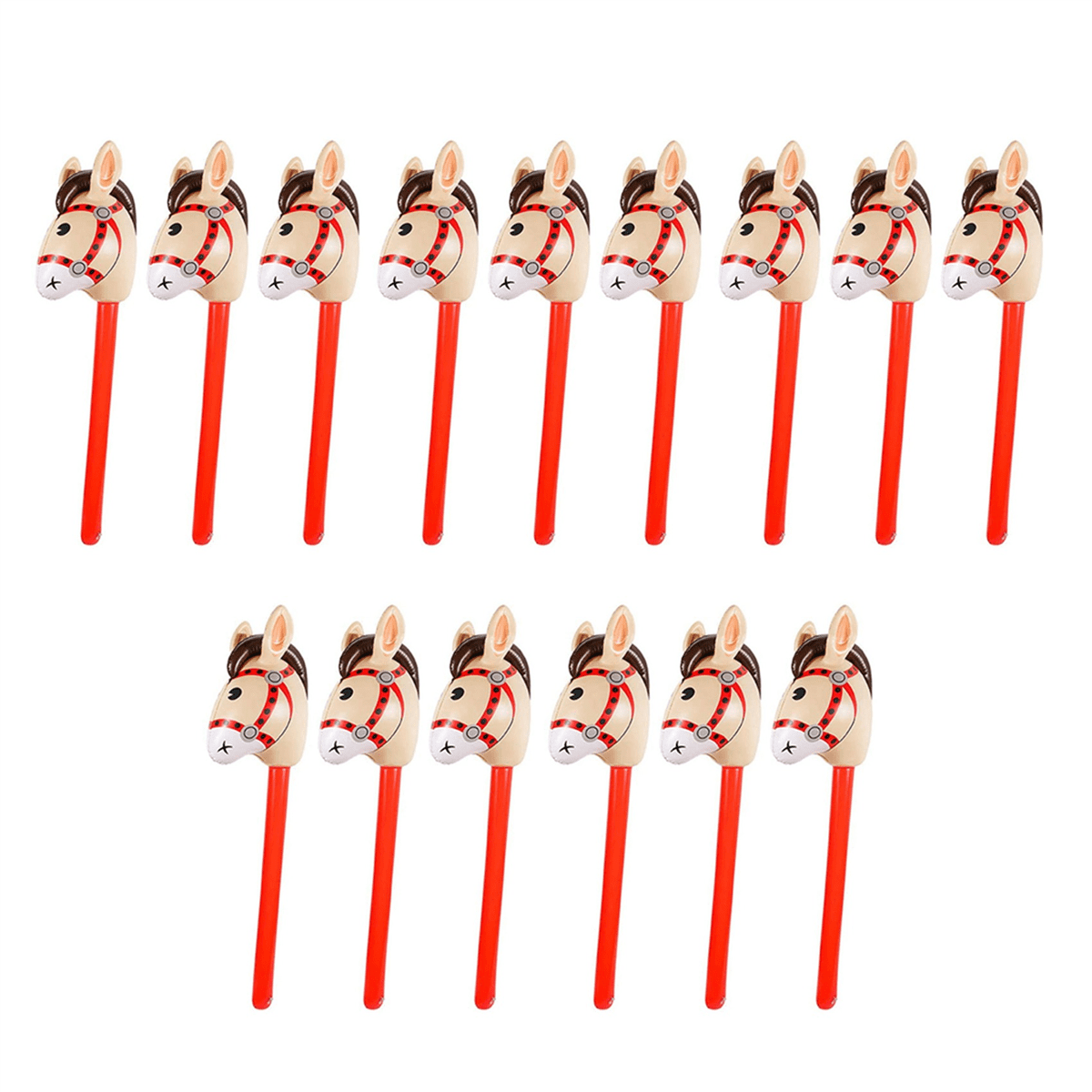 15 PCS Inflatable Horse Heads Cowgirl Stick PVC Balloon Outdoor
