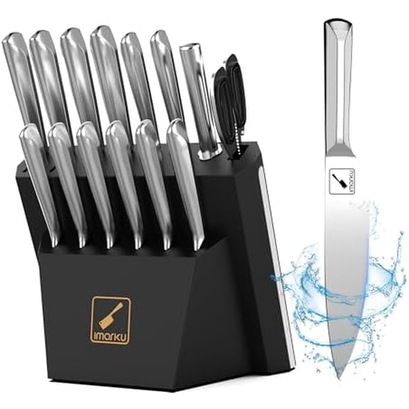 ® 15 PCS Kitchen Knife Set with Diamond Shaped Handle Dishwasher Safe Kitchen Knives Premium German High Carbon Stainless Steel Chef Knife Set, Father's Day Gifts