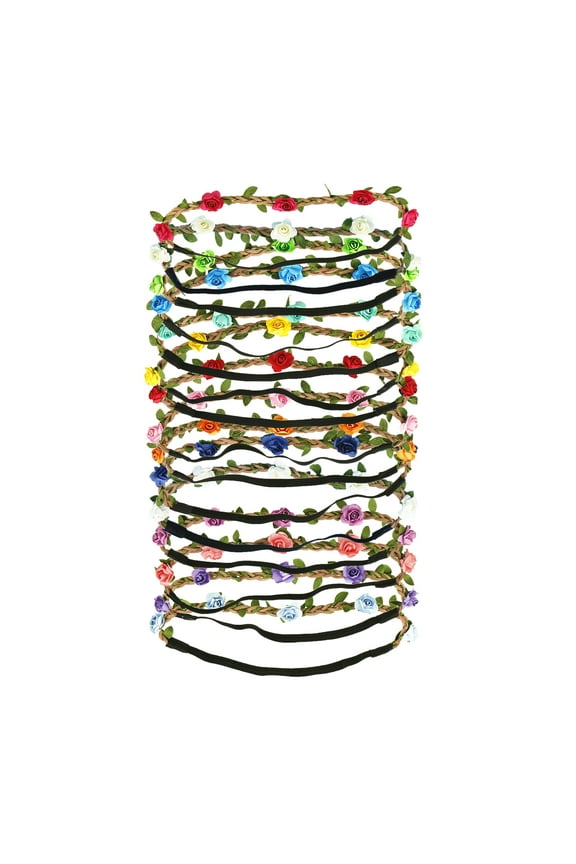15 PCS Multicolor Flower Headband Bohemian Floral headbands Crown Garland For Women Girl Festival Wedding Photography