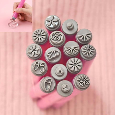 15 PCS Nail Stamp Art Pen Set, Practical Nail Stamper Tools for Women Various Pattern Butterfly Snowflake Flower Nail Stamping Pen Nail Dotting Tool Ideal Nail Accessories for Home DIY