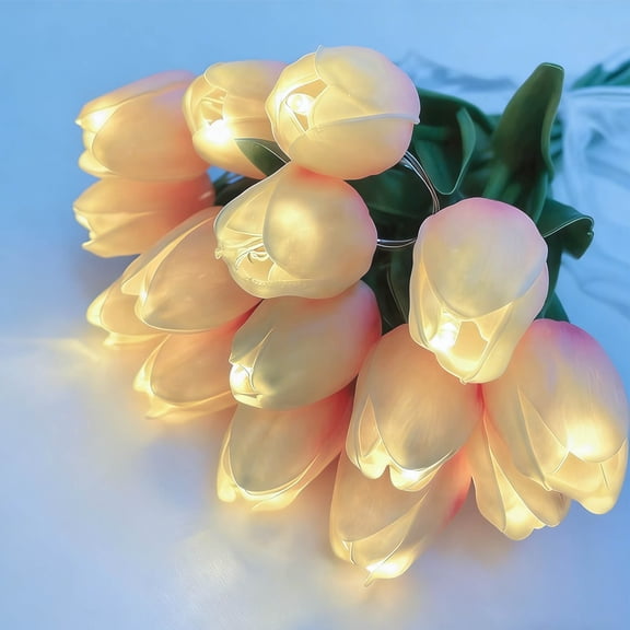 15 PCS Radiant Romantic Tulip Light, Twinkling Led Tulips that Never Fade, Flower Shaped Ambient Night Lamp for Bedroom Bedside Decor & Gift
