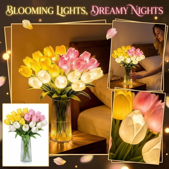 15 PCS Radiant Romantic Tulip Light – Twinkling Tulips Tree, Multicolor LED Artificial Flowers Night Lamp.