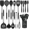 thumbnail image 1 of 15 PCS Silicone Kitchen Cooking Utensils Set,Heat-Resistant Stainless Handles,Non-Stick,Black, 1 of 8