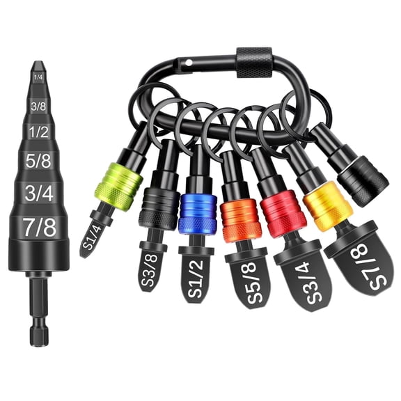 15 PCS Swaging Tool HVAC, HVAC Tools with Swaging Drill Bit Set, Copper Pipe Swage Tool, Bit Holder Keychain, 1/4, 3/8, 1/2, 5/8, 3/4, 7/8