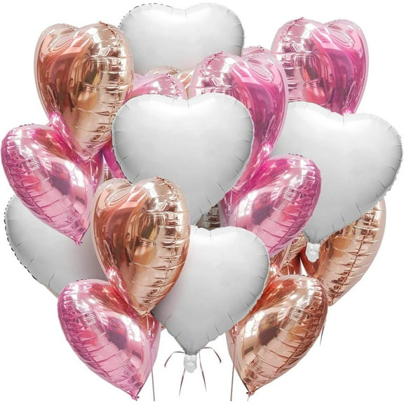 18 INCH Valentine's day Balloons Heart Balloons Love Balloons Proposal Balloons Heart Rose Gold Balloons Pink Wedding Birthday Party Decoration 15 PCS